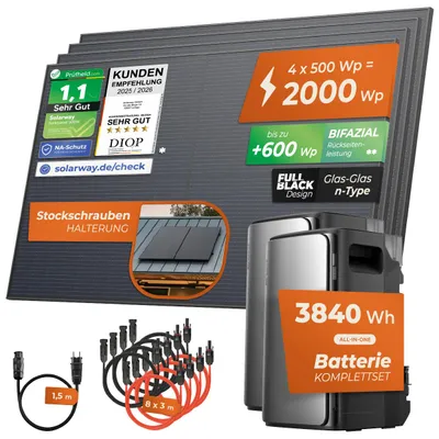 Zdjęcie produktu dla SOLARWAY®️ 2000 Watt Pro Balcony Power Station | EcoFlow STREAM Ultra 1920 Wh Battery + EcoFlow STREAM AC Pro