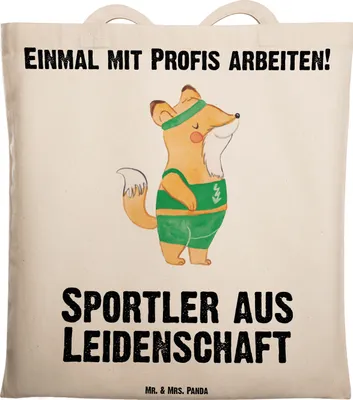 Produktbild von Mr. & Mrs. Panda Tote Bag Sportler Leidenschaft - Transparent - Geschenk, Unitasche, Laptoptasche, Uni Tasche, Shopping, totebag