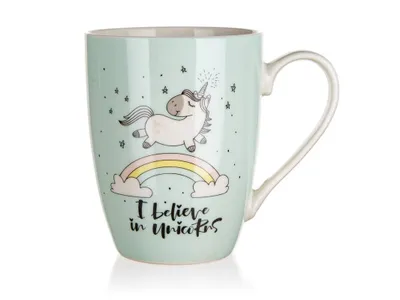 Produktbild von Becher, Keramikbecher Unicorn Mintfarbenes Einhorn 340 ml
