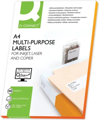 Zdjęcie produktu dla Q-CONNECT KF10638, Biały, A4, Laser/Atrament, Uniwersalne, Prostokąt, 70 g/m²