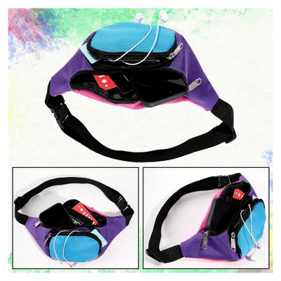 Produktbild von Bunt Bauchtasche Damen,Einstellbar 80er Jahre Bauchtasche,Zwei Taschen Bauchtasches Festival,Retro Festival Outfit Damen,für 80er Mottoparty,Bauchtasches ideal für Festivals,Kostüme und den Alltag