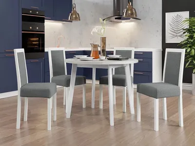Obrázok produktu pre Zostava 4+1 do jedálne SALUSIA 1 - biela / biela / šedá