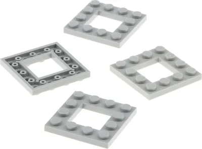 Produktbild von 4x Lego Bau Platte modifiziert 4x4 neu-hell grau Rahmen mit Ausschnitt 2x2 64799