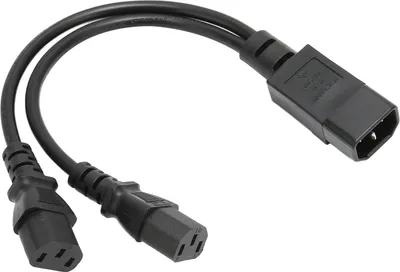Zdjęcie produktu dla Rozgałęźnik IEC320 C14 na 2 X C13 żeński Y Przewody zasilające 1 wejście 2 wyjście 2500W 10A 250V Przedłużacz do monitorów LCD