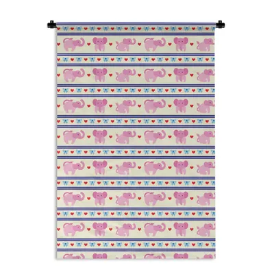 Produktbild von MuchoWow® Wandteppich Wandbehang Rosa - Elefant - Linie - Design 60x90 cm Tapisserie Dekoration Wandtuch - Foto-Teppich - Abwaschbar