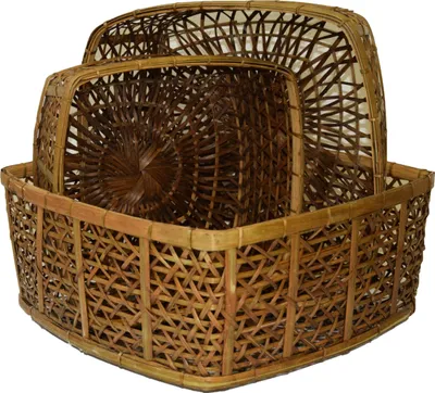 Produktbild von Rattankorb Obstschale Korb aus Rattan und Bambus handgefertigtes Unikat, 3 Set