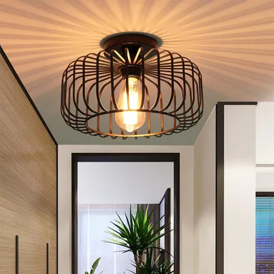 Produktbild von Lampa Sufitowa Czarna 30cm, Nowoczesna Lampa Sufitowa Metalowa E27, Industrialny Abażur Lampa Sufitowa Do Kuchni Przedpokoju Salonu Sypialni Balkonu