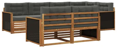 Image de vidaXL Ensemble de canapés d'extérieur avec coussins 7 pièces Nature et Anthracite