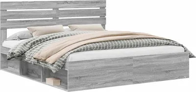 Obrázok produktu pre Rám postele Sivý Sonoma 180 x 200 cm Masívne borovicové drevo