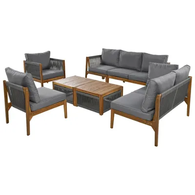 Produktbild von Sitzgruppe Gartengarnitur, Gartenlounge Set für 7-8 Personen.Gartenmöbel Set mit Sofa, Tisch& Kissen,abnehmbarer und waschbarer Stoffbezug