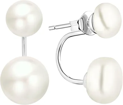 Produktbild von Lauwexe Damen Doppel-Perlenohrringe 2 Stš¹ck, Sterling-Silber 925, Sš¹?wasser-Zuchtperlen 7 MM Und 9 MM, Vorne Hinten Tragbar, Fš¹r Festliche Anl?sse Und Alltag