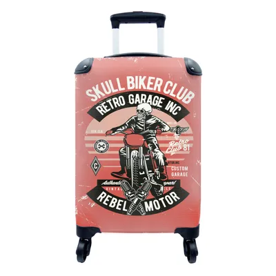 Produktbild von MuchoWow® Koffer Handgepäck Trolley Rollkoffer Kleine Reisekoffer mit 4 Rollen - Motorrad - Totenkopf - Vintage - Zitat - Cabin Size < 55x40x23 cm & 55x40x20 cm - Fotokoffer - Kabinenkoffer - Boardgepäck - Reise-Box - Reisekoffer - Reisegepäck - Koffer mit Bild - Trolley für Kinder