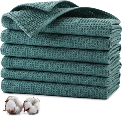 Produktbild von Geschirrtücher 6er Set Baumwolle 35x35cm Küchentücher Saugfähig Waffeltücher