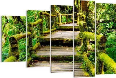 Produktbild von Bild auf Leinwand - Leinwandbild - Asien natur park brücke - 150x100cm - Wand Bild - Wanddeko - Leinwanddruck - Bilder - Kunstdruck - Wanddekoration - Leinwand bilder - Wandkunst - EG150x100-2417