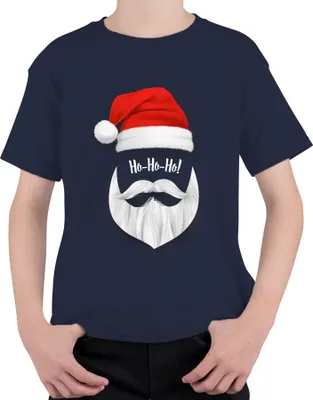 Produktbild von Ho Ho Ho Weihnachtsmann Santa - Weihnachten Weihnachtsgeschenk Christmas Uni Kinder T-Shirt, Navy, 128