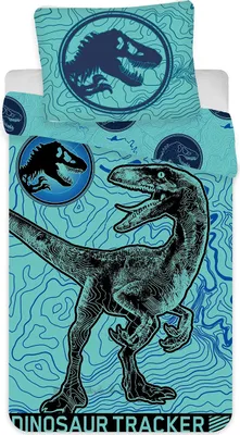 Image de Jurassic World Parure de lit enfant motif lumineux Velociraptor Dinosaure Monstre préhistorique Parure de lit 140 x 200 cm + oreiller 70 x 90 cm 100% coton