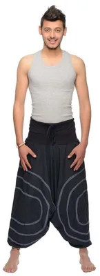 Immagine prodotto di Simandra "Cercles" - Pantaloni harem, modello "Pump Aladin", ideali per yoga, attività all'aperto e tempo libero. Taglia: L/XL. Colore: Grigio