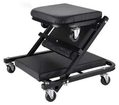 Zdjęcie produktu dla Leżanka warsztatowa do samochodów – 2 w 1: wózek montażowy i stołek – długość 91 cm – niski profil – 6 kółek