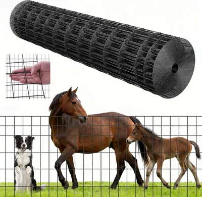 Image de Clôture de jardin VEVOR, 122 cm x 15,2 m, mailles 5,08x10,16 cm, φ2,25 mm, fil d'acier galvanisé pour bovins, porcs & moutons, clôture pour bétail revêtue de vinyle pour enclos d'animaux, fil de cage