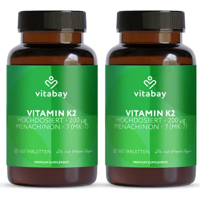 Produktbild von Vitabay Vitamin K2 200 µg - 730 (2er Bundle) vegane Tabletten - MK-7 all-trans - hochdosiert & ohne Zusatzstoffe - hohe Bioverfügbarkeit