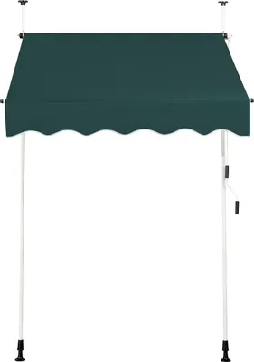 Immagine prodotto di COSTWAY Tenda da sole a morsetto 150 cm per balconi senza foratura, resistente ai raggi UV, regolabile in altezza, idrorepellente, tenda da sole con manovella, tenda da sole verde