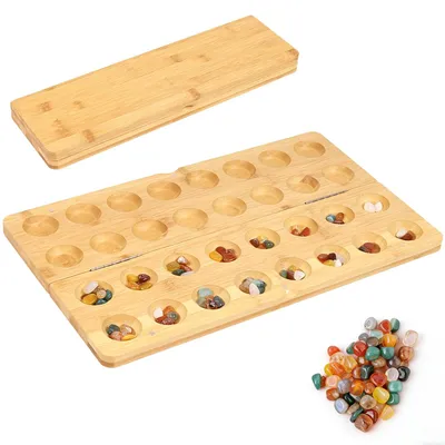Produktbild von LIULINY Steinchenspiel, 65 Juwel Kalaha Spiel, Mancala Kalaha Faltbar