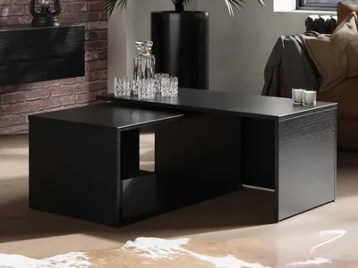 Produktbild von PLATAN ROOM Couchtisch Kaffeetisch schwarz 2er Set 90x48x40 cm, moderner Wohnzimmertisch, Sofatisch mit Stauraum, Satztisch