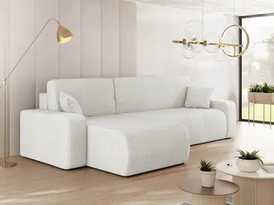 Produktbild von MIRJAN24 Ecksofa Piano L, Eckouch mit Bettkasten und Schlaffunktion, Schwarze Füße, Wellenfeder, Ottomane universal, L-Form (Farbe: Lima 16)