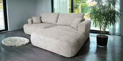 Produktbild von Ecksofa Berlin Duo 255x165 mit schlaffunktion bettkasten Beige Boucle Abriamo 03 Rechts