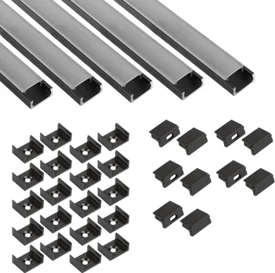 Produktbild von 5x A15 LED Profil 2m - Schwarz inkl. Abdeckung opal, Halter & Endkappen