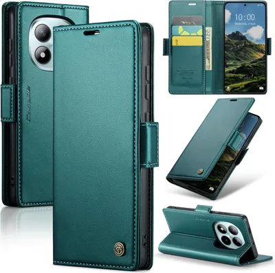 Produktbild von Lederhülle für Xiaomi Redmi Note 15 Pro+ 5G Brieftasche Kartenfach Schutzhülle mit Standfunktion Grün