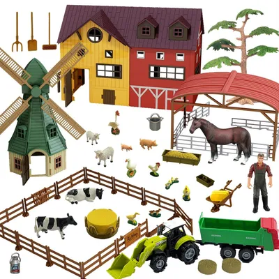 Produktbild von Omgoods – Spielzeugset mit Bauernhoftieren für Kinder – Bauernhof-Abenteuer-Set