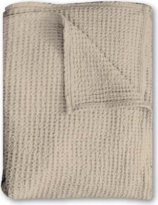 Produktbild von Baumwoll Waffelpiqué Decke beige 150 x 200 cm
