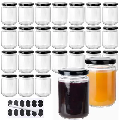 Obrázek produktu pro 24 skleněných uzavíratelných nádob o objemu 350 ml – skleněné nádoby s víčky