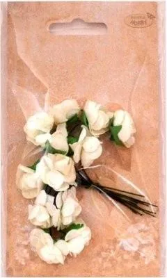 Image de Roses en papier nuances de blanc MIX 12pcs