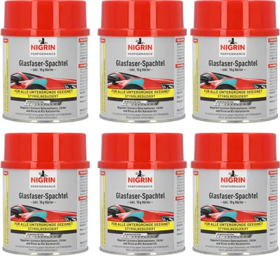 Produktbild von Nigrin 2K Glasfaser-Spachtel mit Härter 6x 500g Auto-Spachtel Reparatur-Spachtel