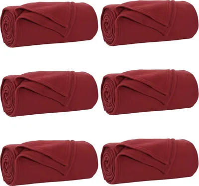 Obrázok produktu pre vidaXL Deky do obývačky, 6 ks, bordová, 200 x 150 cm, flís