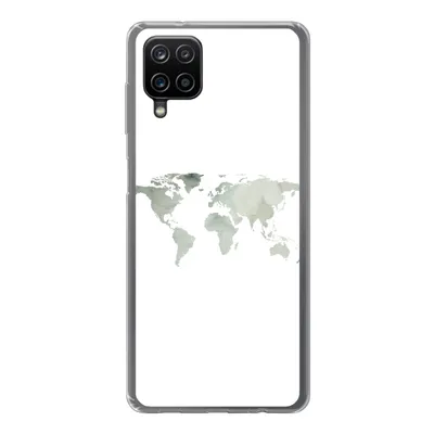 Produktbild von MuchoWow® Handyhülle Schutzhülle Hülle für Samsung Galaxy A12 Weltkarte - Grün - Grau Silikon Softcase Handy Hülle - Bild