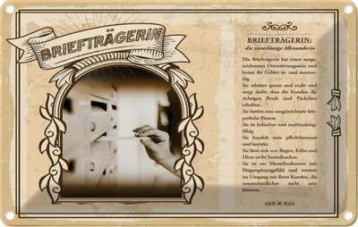 Produktbild von vianmo Blechschild 12x18 cm Briefträgerin Beruf Arbeit