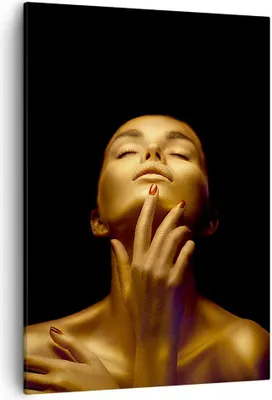 Produktbild von Bild auf Leinwand - Leinwandbild - Einteilig - Gold Frau Stück - 50x70cm - Wand Bild - Wanddeko - Wandbilder - Leinwanddruck - Kunstdruck - Wanddekoration - Leinwand bilder - Wandbild - PA50x70-4573