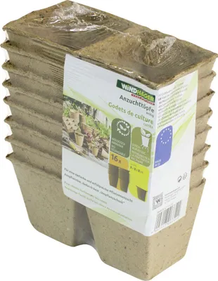 Produktbild von Windhager Anzuchttöpfe 16 x 7,5 cm, 16 Stück