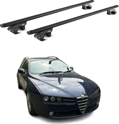 Image de Barres de toit transversales pour Alfa Romeo 159 Break 2005-2013 Alu Noir ABE