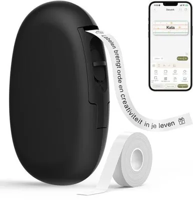 Produktbild von E10 Bluetooth-Etikettendrucker mit 1 Rolle kontinuierlicher Etiketten, Schwarz