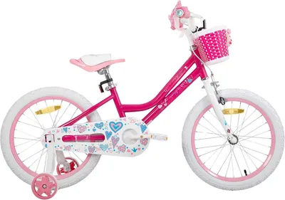 Productafbeelding van Kindermotorfiets voor meisjes, 18 inch (45 cm) – Met stabilisatorwielen, mandje, handrem en standaard – Roze