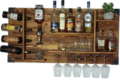 Produktbild von Creative Cooper Drevená polica s dávkovačom nápojov | Nástenný dávkovač alkoholu | 120x60x14 cm | Vintage & Rustic | Whisky, Gin, Schnapps | Darček pre barmana | Nástenný bar do obývačky