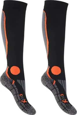 Produktbild von CFLEX Herren & Damen Running Kompressions Strümpfe (2 Paar), Sport Kniestrümpfe - Schwarz-Orange 35-38