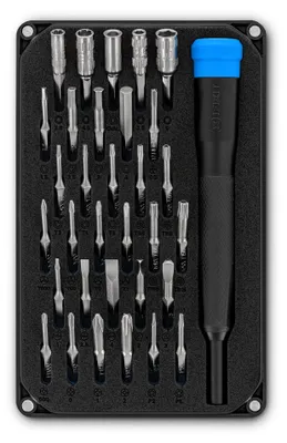 Produktbild von iFixit EU145475-1, ABS Synthetik, Flach, Hex (metrisch), Mutterndreher, Pentalobe, Phillips, Torx, Tri-point, Dreieck, 32 Stück(e), Schwarz, 78 mm, 22 mm