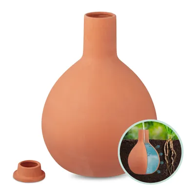 Image de Relaxdays Olla, 7,5 l, terre cuite, arrosage au niveau des racines, jardinière surélevée et serre, moins de perte d'eau, pot en terre cuite, terre cuite
