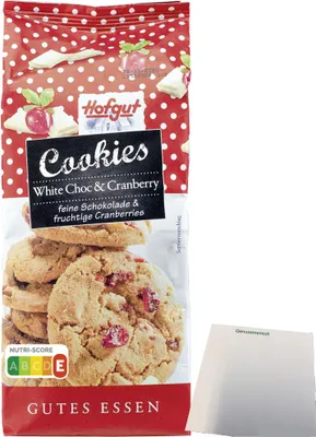 Produktbild von Hofgut Cookies Cranberries weisse (200g Packung) + usy Block