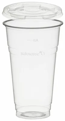 Produktbild von 250x Trinkbecher 500ml + Deckel flach ohne Loch aus PLA
